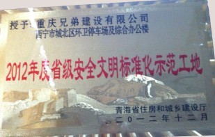 我司3個工地喜獲 “2012年度青海省級安全文明標(biāo)準(zhǔn)化示范工地”